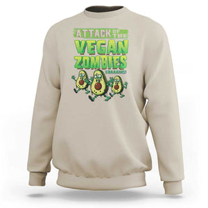 Halloween Vegetarian Sweatshirt Attack of the Vegan Zombies TS09 Sand Print Your Wear