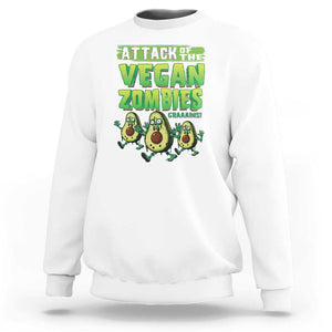 Halloween Vegetarian Sweatshirt Attack of the Vegan Zombies TS09 White Print Your Wear