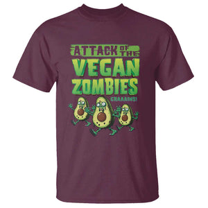 Halloween Vegetarian T Shirt Attack of the Vegan Zombies TS09 Maroon Print Your Wear