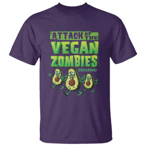 Halloween Vegetarian T Shirt Attack of the Vegan Zombies TS09 Purple Print Your Wear