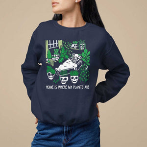 Home Is Where My Plants Are Garden Skeleton Sweatshirt TS09 Navy Print Your Wear
