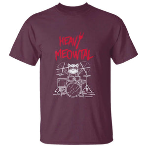 Heavy Metal T Shirt Cat Drummer Meowtal Rock Drum Band TS09 Maroon Print Your Wear