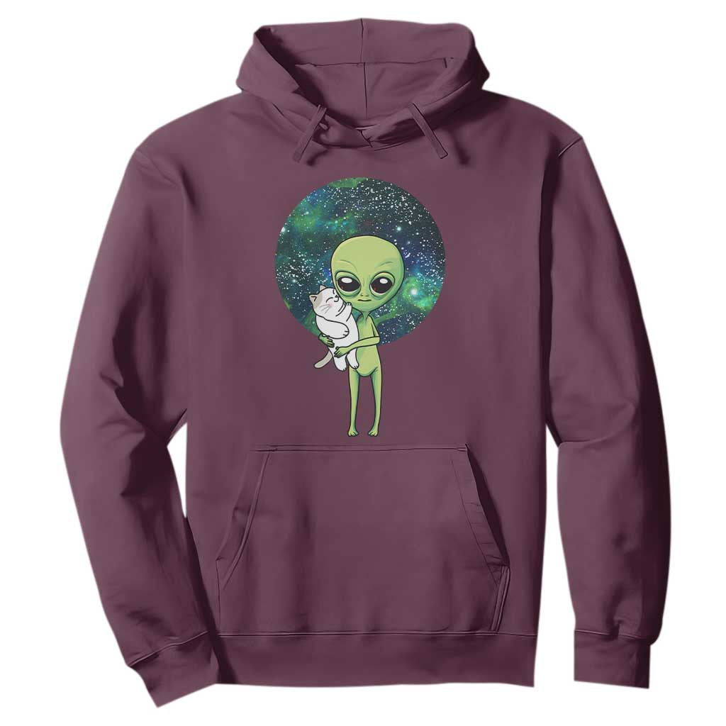 Cute Alien Hugs Cat Hoodie TS09 Maroon Print Your Wear