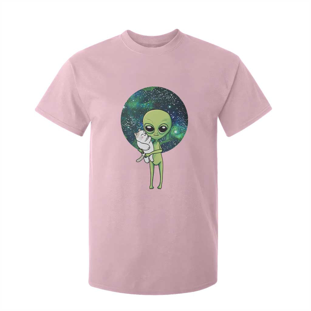 Cute Alien Hugs Cat T Shirt For Kid TS09 Light Pink Print Your Wear