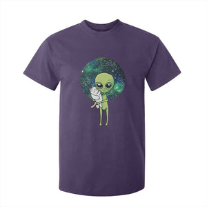 Cute Alien Hugs Cat T Shirt For Kid TS09 Purple Print Your Wear