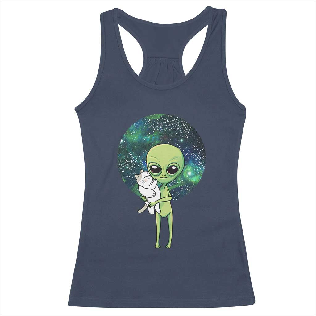 Cute Alien Hugs Cat Racerback Tank Top TS09 Navy Print Your Wear