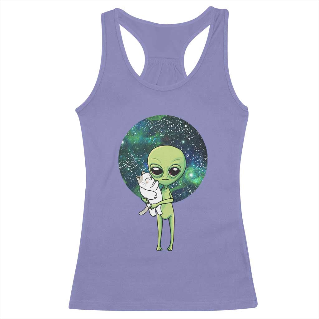Cute Alien Hugs Cat Racerback Tank Top TS09 Violet Print Your Wear
