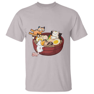 Cat With Ramen T Shirt Cute Cats Eat Ramen Japanese Noodle TS09 Ice Gray Print Your Wear