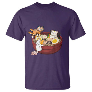 Cat With Ramen T Shirt Cute Cats Eat Ramen Japanese Noodle TS09 Purple Print Your Wear