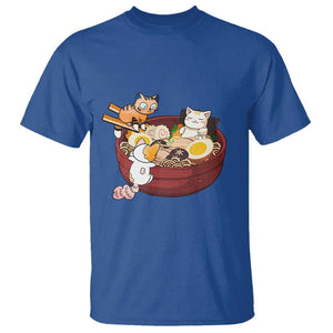 Cat With Ramen T Shirt Cute Cats Eat Ramen Japanese Noodle TS09 Royal Blue Print Your Wear