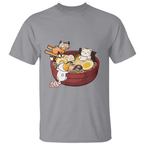 Cat With Ramen T Shirt Cute Cats Eat Ramen Japanese Noodle TS09 Sport Gray Print Your Wear