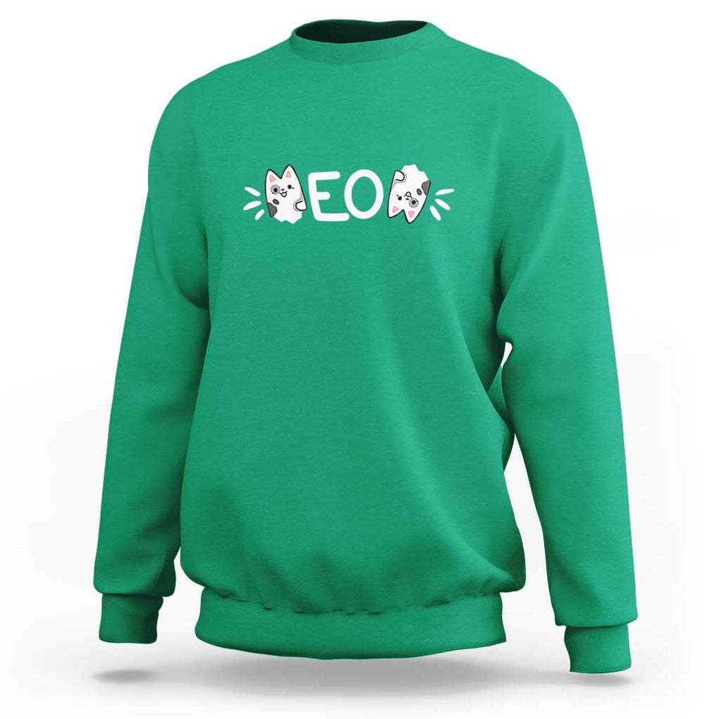 Cat Lover Sweatshirt Just Meow Meoow All Day TS09 Irish Green Print Your Wear