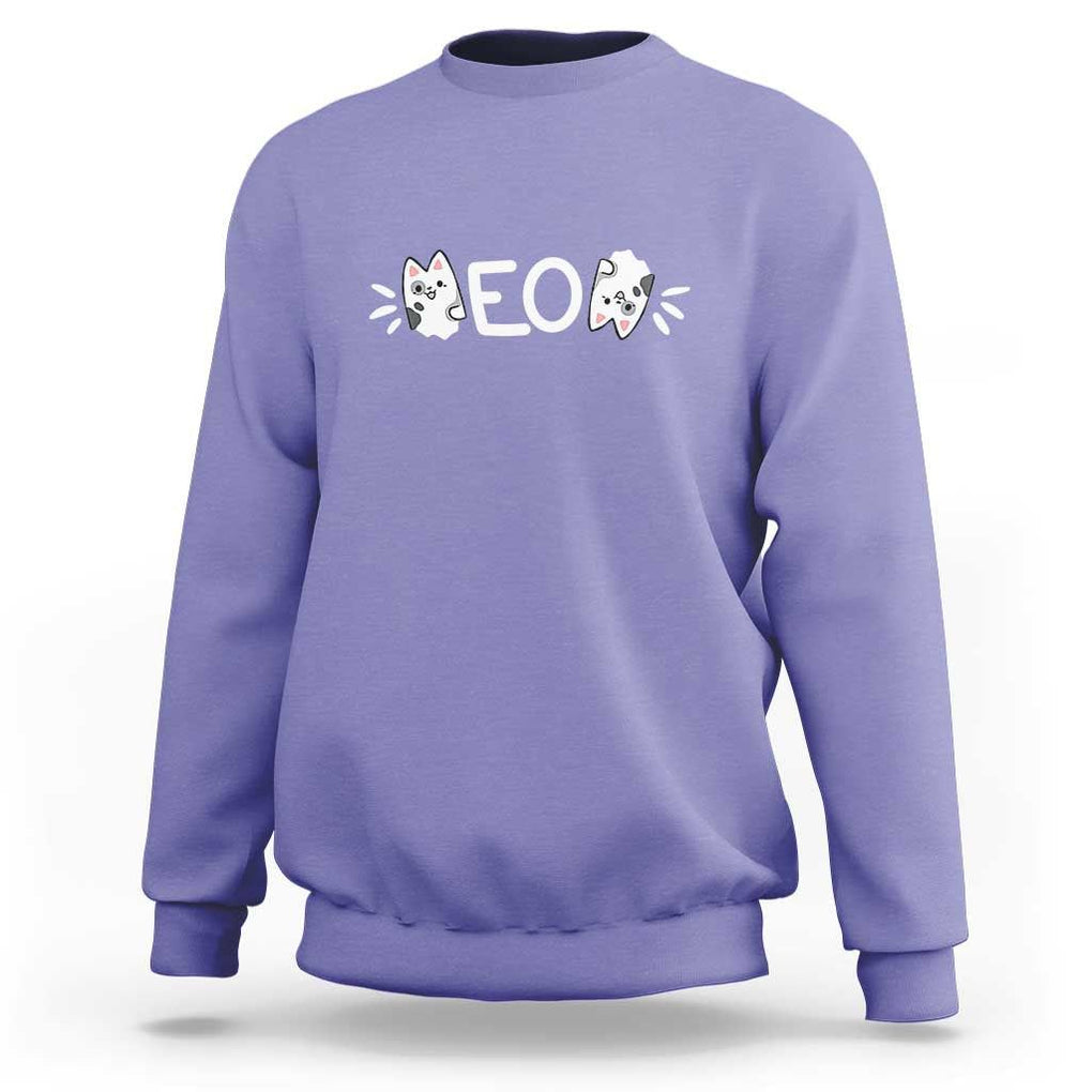 Cat Lover Sweatshirt Just Meow Meoow All Day TS09 Violet Print Your Wear