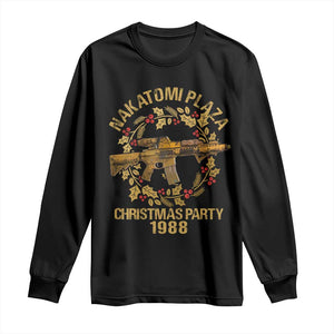 Nakatomi Plaza Christmas Party Long Sleeve Shirt American Patriotic Gold Holly Wreath Machine Gun TS09 Black Print Your Wear