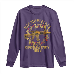 Nakatomi Plaza Christmas Party Long Sleeve Shirt American Patriotic Gold Holly Wreath Machine Gun TS09 Purple Print Your Wear