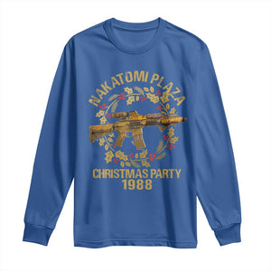 Nakatomi Plaza Christmas Party Long Sleeve Shirt American Patriotic Gold Holly Wreath Machine Gun TS09 Royal Blue Print Your Wear