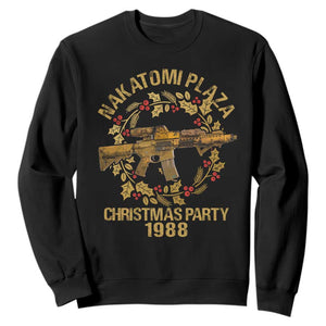 Nakatomi Plaza Christmas Party Sweatshirt American Patriotic Gold Holly Wreath Machine Gun TS09 Black Print Your Wear