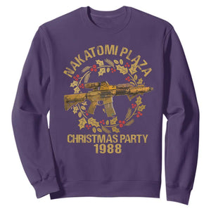 Nakatomi Plaza Christmas Party Sweatshirt American Patriotic Gold Holly Wreath Machine Gun TS09 Purple Print Your Wear