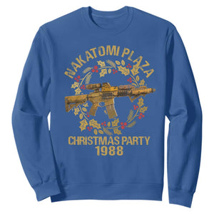 Nakatomi Plaza Christmas Party Sweatshirt American Patriotic Gold Holly Wreath Machine Gun TS09 Royal Blue Print Your Wear