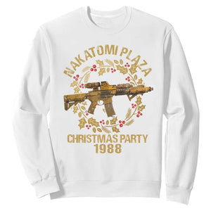 Nakatomi Plaza Christmas Party Sweatshirt American Patriotic Gold Holly Wreath Machine Gun TS09 White Print Your Wear