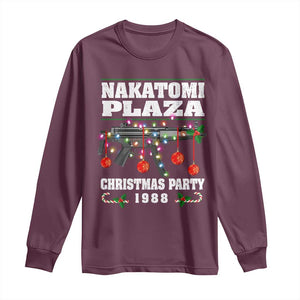 Christmas Nakatomi Plaza 1988 Long Sleeve Shirt Christmas Lights Machine Gun TS09 Maroon Print Your Wear