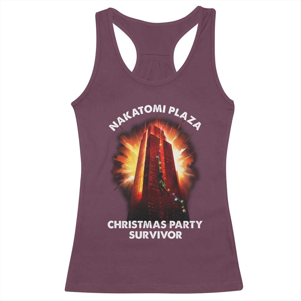 Nakatomi Plaza Christmas Party Survivor Racerback Tank Top TS09 Maroon Print Your Wear