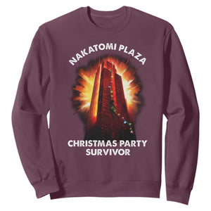 Nakatomi Plaza Christmas Party Survivor Sweatshirt TS09 Maroon Print Your Wear