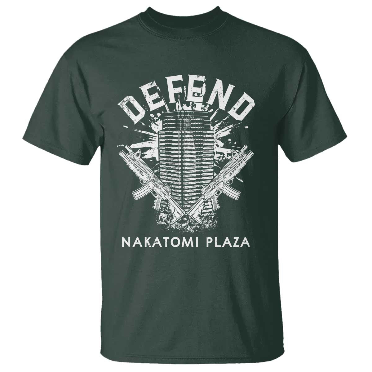 Defend Nakatomi Plaza Funny Christmas T Shirt TS09 Dark Forest Green Print Your Wear