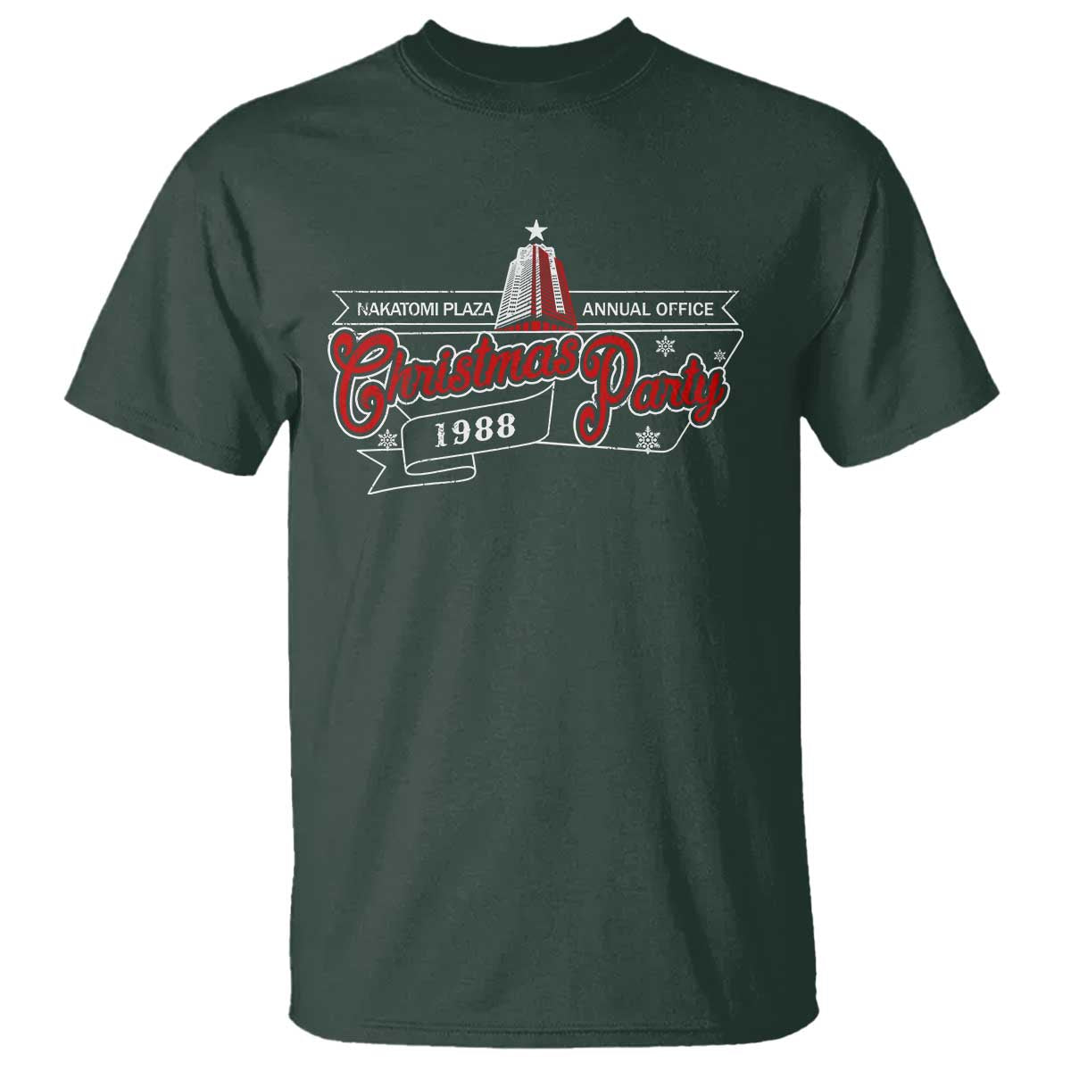 Nakatomi Plaza Christmas Party 1988 T Shirt TS09 Dark Forest Green Print Your Wear