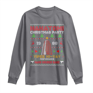 Christmas Nakatomi Long Sleeve Shirt Yipee Ki-Yay Performance Hans Grubrer Band TS09 Charcoal Print Your Wear