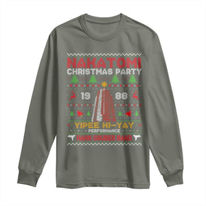 Christmas Nakatomi Long Sleeve Shirt Yipee Ki-Yay Performance Hans Grubrer Band TS09 Military Green Print Your Wear