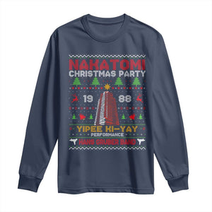 Christmas Nakatomi Long Sleeve Shirt Yipee Ki-Yay Performance Hans Grubrer Band TS09 Navy Print Your Wear