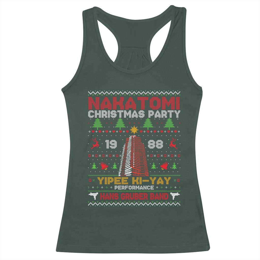 Christmas Nakatomi Racerback Tank Top Yipee Ki-Yay Performance Hans Grubrer Band TS09 Dark Forest Green Print Your Wear