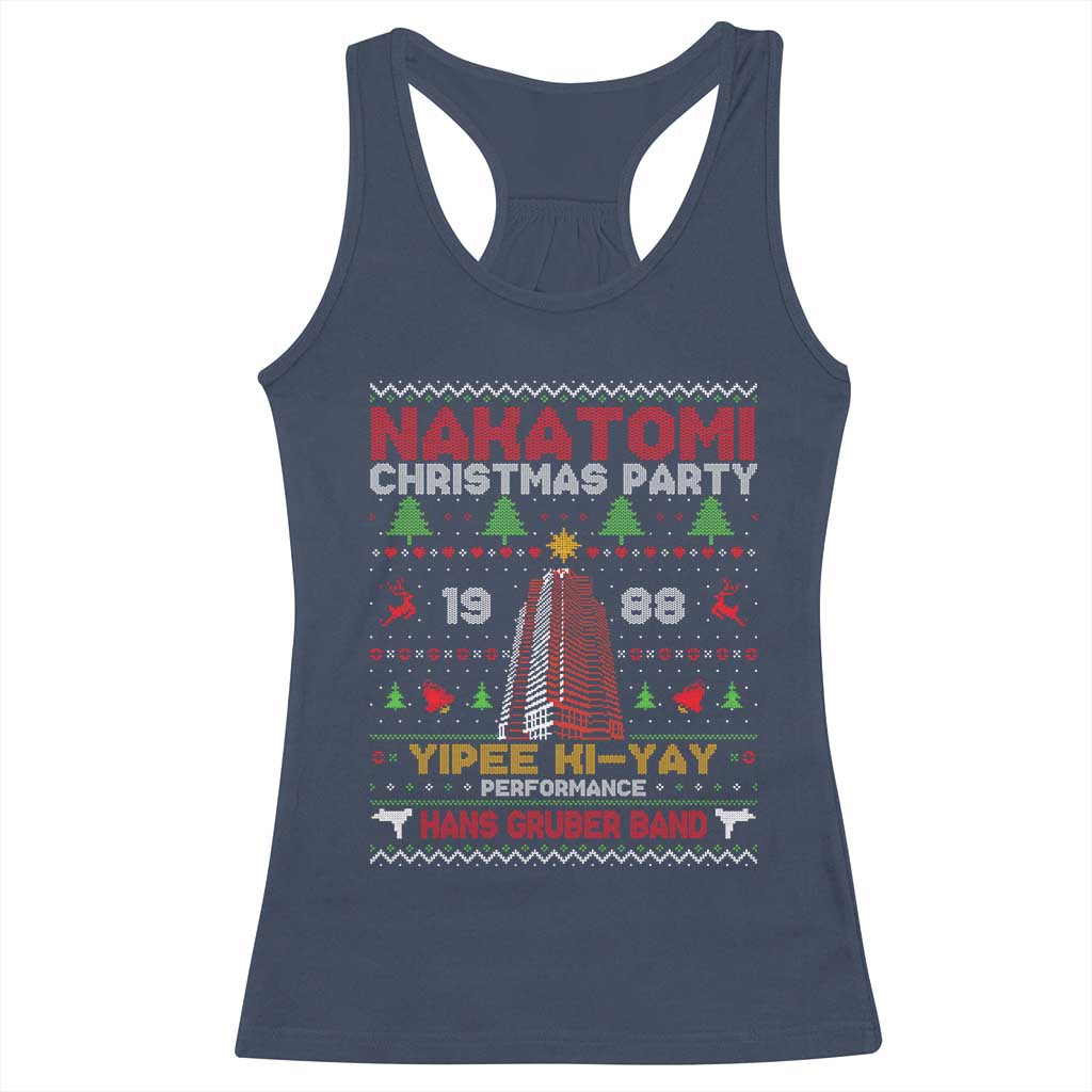 Christmas Nakatomi Racerback Tank Top Yipee Ki-Yay Performance Hans Grubrer Band TS09 Navy Print Your Wear