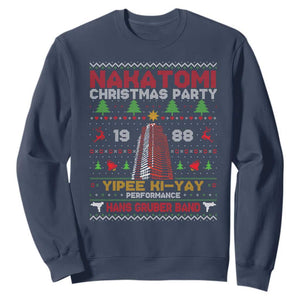 Christmas Nakatomi Sweatshirt Yipee Ki-Yay Performance Hans Grubrer Band TS09 Navy Print Your Wear