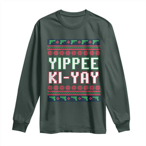 Funny Christmas Nakatomi Plaza Yipee Ki-Yay Long Sleeve Shirt TS09 Dark Forest Green Print Your Wear