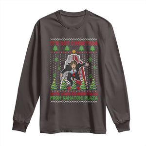 Xmas Nakatomi Plaza Long Sleeve Shirt It's Not Christmas Until Hans Gruber Falls TS09 Dark Chocolate Print Your Wear