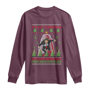 Xmas Nakatomi Plaza Long Sleeve Shirt It's Not Christmas Until Hans Gruber Falls TS09 Maroon Print Your Wear