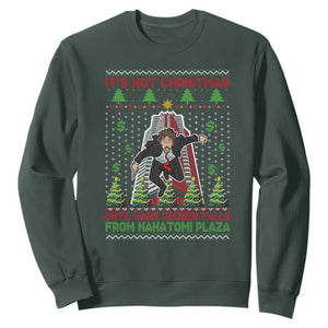 Xmas Nakatomi Plaza Sweatshirt It's Not Christmas Until Hans Gruber Falls TS09 Dark Forest Green Print Your Wear