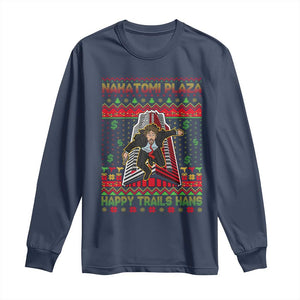 Christmas Nakatomi Plaza 1988 Long Sleeve Shirt Happy Trails Hans TS09 Navy Print Your Wear