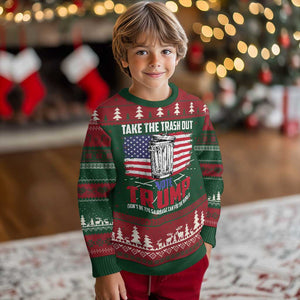 Trump 2024 Ugly Christmas Sweater Dont Be The Garbage Can For The World Take The Trash Out TS09 Christmas Print Your Wear