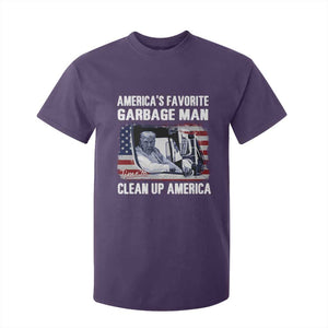 Trump 2024 T Shirt For Kid America's Favorite Garbage Man Time To Clean Up American TS09 Purple Print Your Wear