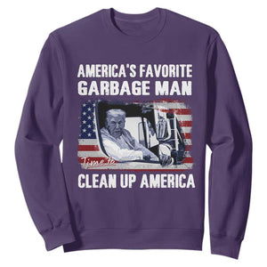 Trump 2024 Sweatshirt America's Favorite Garbage Man Time To Clean Up American TS09 Purple Print Your Wear