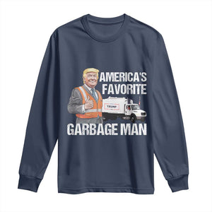 Trump 2024 Long Sleeve Shirt America's Favorite Garbage Man TS09 Navy Print Your Wear