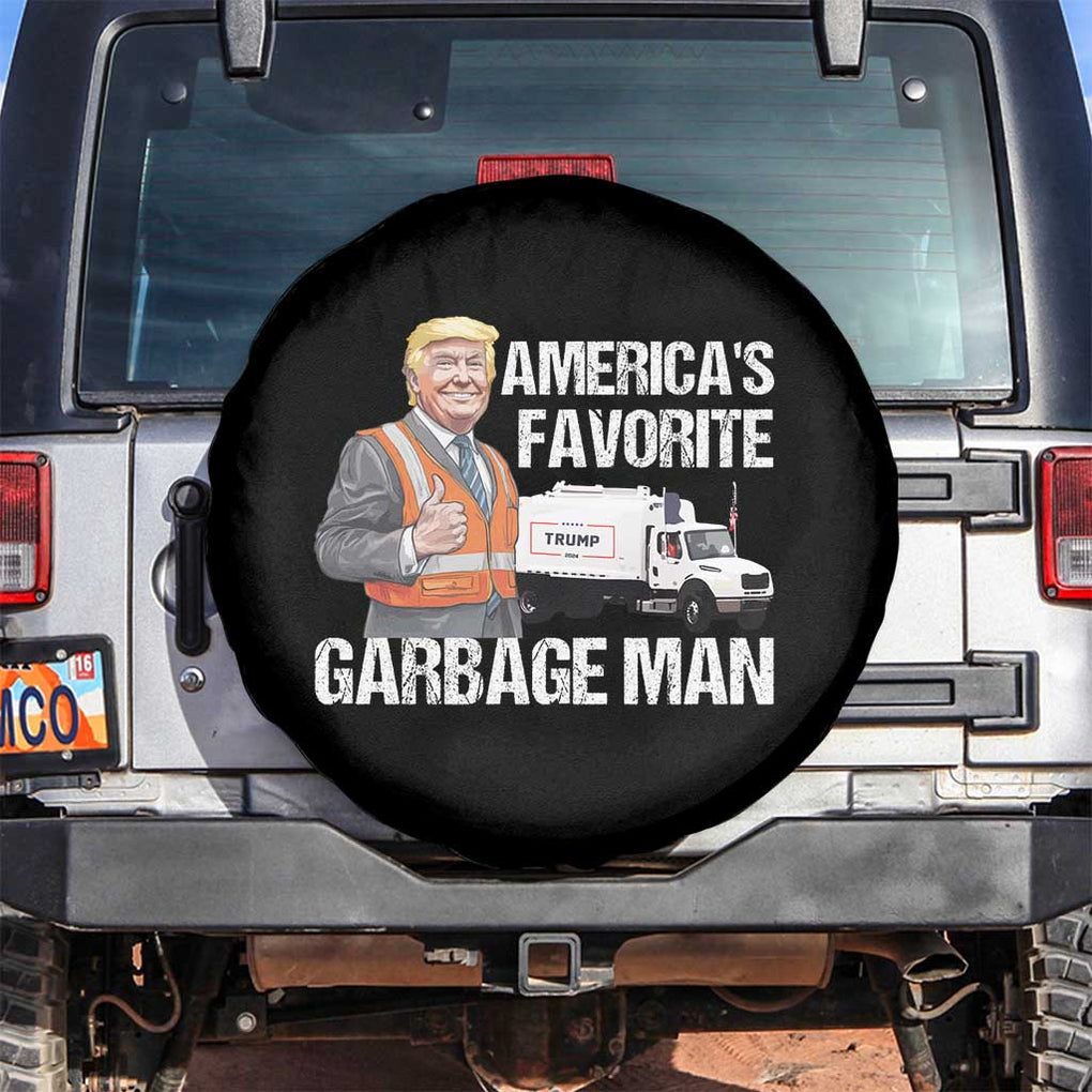 Trump 2024 Spare Tire Cover America's Favorite Garbage Man TS09 No hole Black Print Your Wear