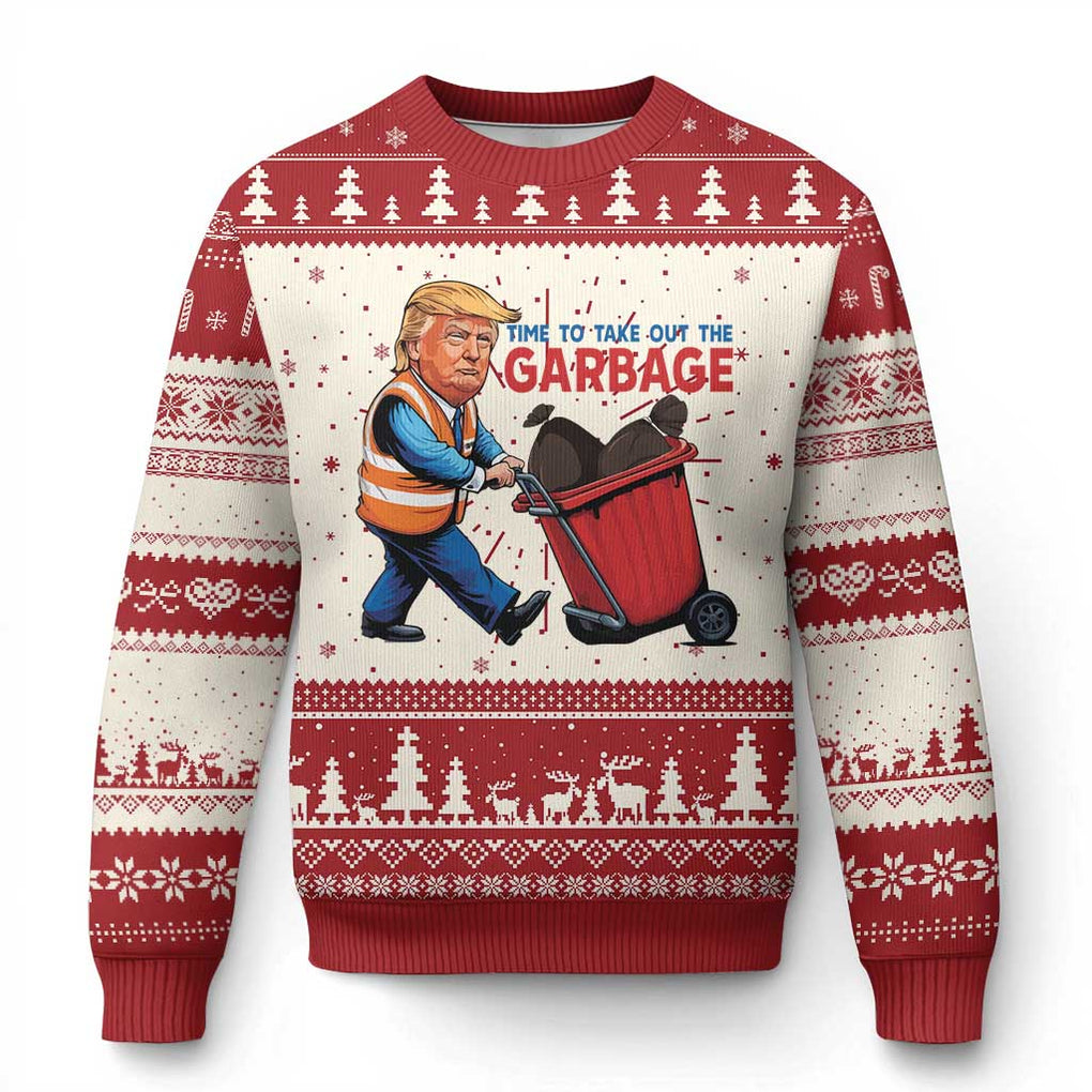 Trump 2024 Ugly Christmas Sweater Time To Take Out The Garbage TS09 Red Print Your Wear