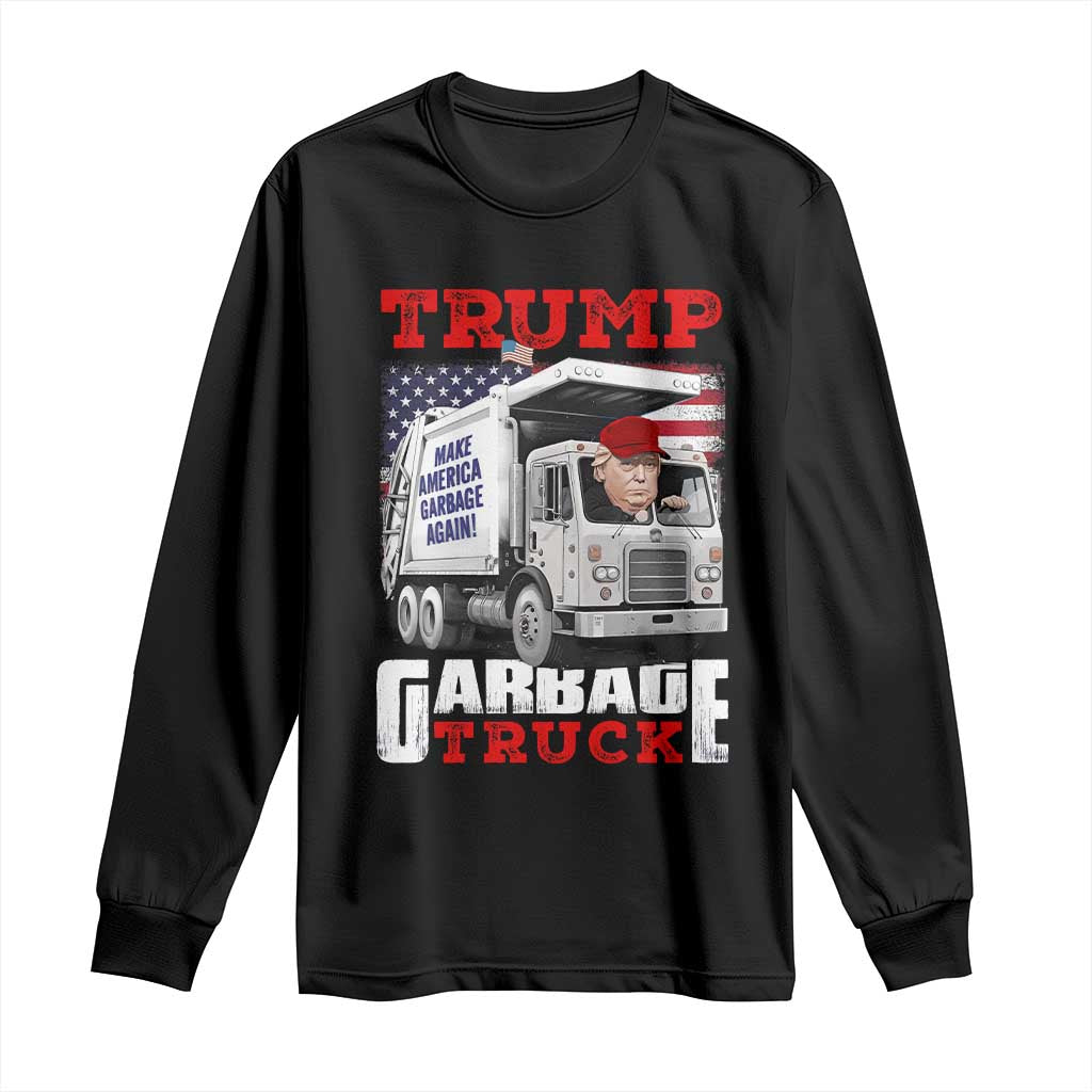 Trump 2024 Long Sleeve Shirt Trump Garbage Truck TS09 Black Print Your Wear