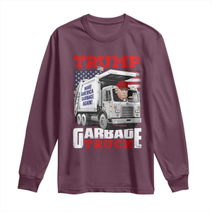 Trump 2024 Long Sleeve Shirt Trump Garbage Truck TS09 Maroon Print Your Wear