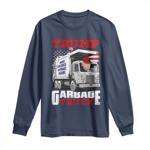 Trump 2024 Long Sleeve Shirt Trump Garbage Truck TS09 Navy Print Your Wear