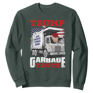 Trump 2024 Sweatshirt Trump Garbage Truck TS09 Dark Forest Green Print Your Wear